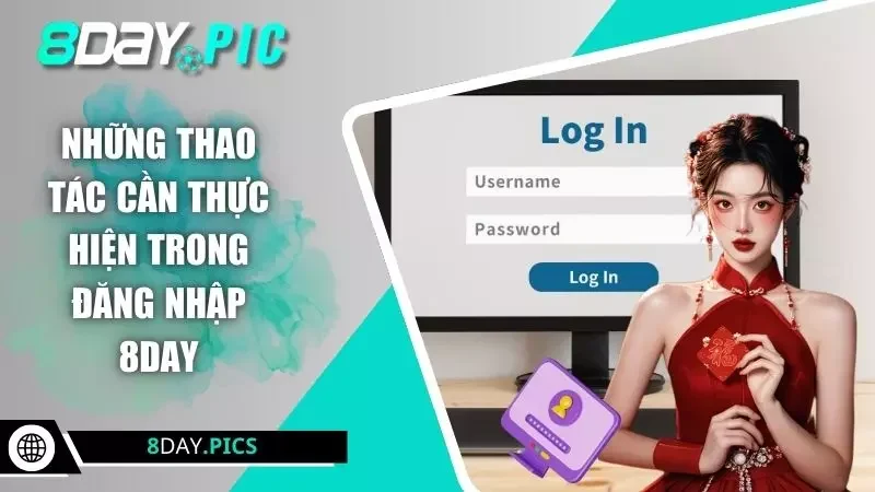 Những thao tác cần thực hiện trong đăng nhập 8DAY
