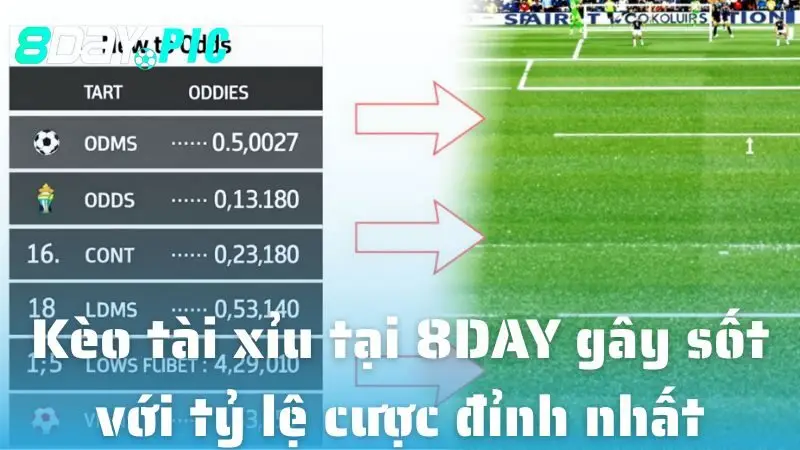 Kèo tài xỉu tại 8DAY gây sốt với tỷ lệ cược đỉnh nhất Việt Nam